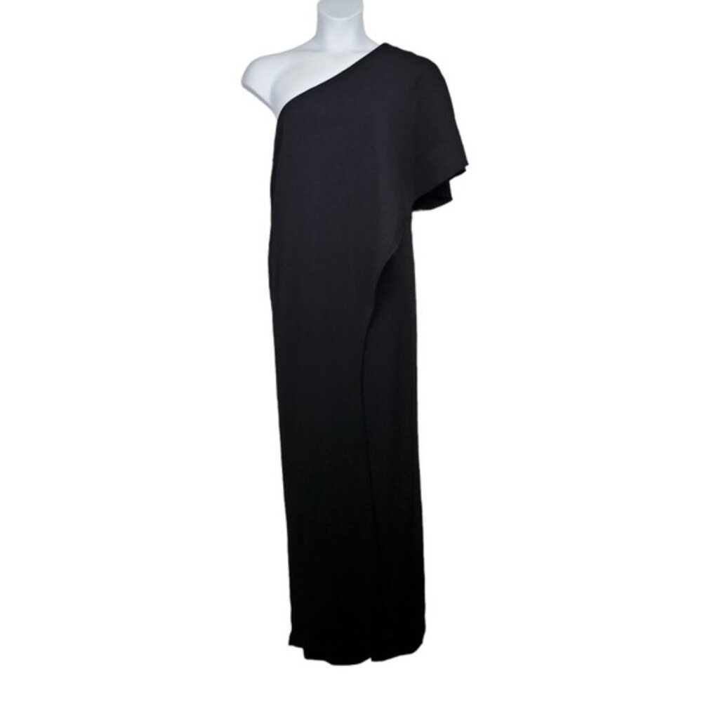 Adrianna Papell Womens Black Flutter Sleeve One Shoulder Jumpsuit Size 20W NWT